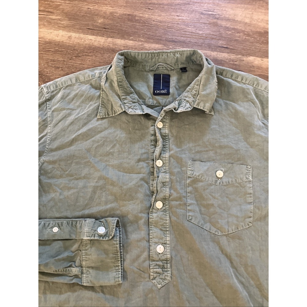 OOBE‎ NWT Women's L Green Long Sleeve Casual 3/4 Button Silk Blend